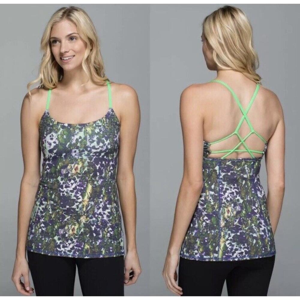 [Lululemon] Dancing Warrior Floral Sport Pistachio Workout Tank Built In Bra 4
